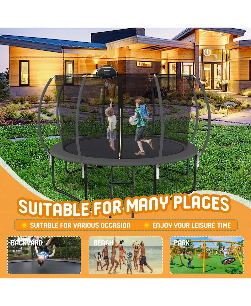 Streamdale 12' Trampoline with Safety Net & Basketball Hoop