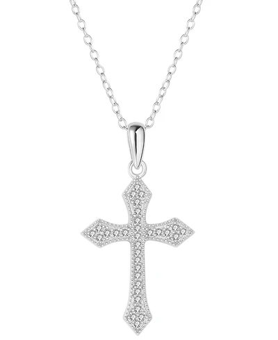 Diamond Cross 18" Pendant Necklace (1/6 ct. t.w.) in Sterling Silver