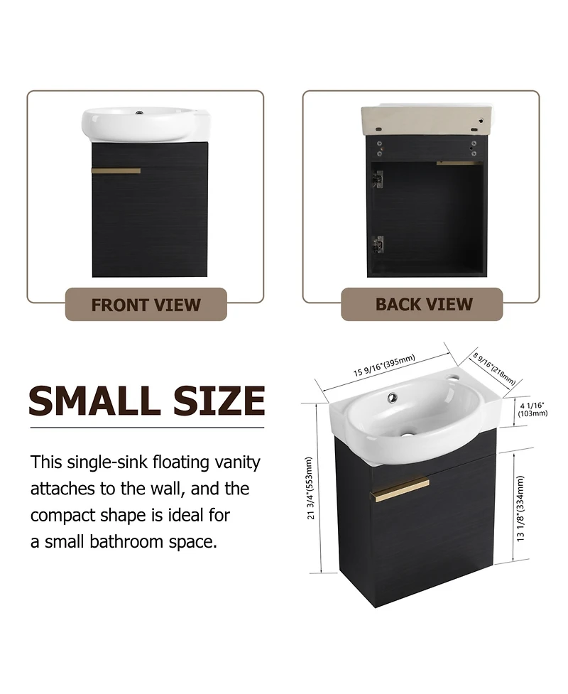 Simplie Fun Compact Wall-Mounted Vanity with Soft-Close Doors