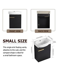 Simplie Fun Compact Wall-Mounted Vanity with Soft-Close Doors