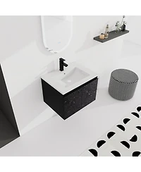 Streamdale Furniture Wall-Mounted Bathroom Vanity with Ceramic Sink & Soft-Close Doors
