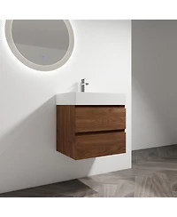 Streamdale 24" Wood Grain Vanity with Resin Sink & Soft-Close Drawers