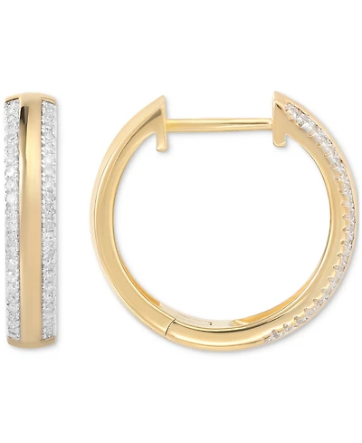 Diamond Hoop Earrings (1/4 ct. t.w.) 14k Gold-Plated Sterling Silver