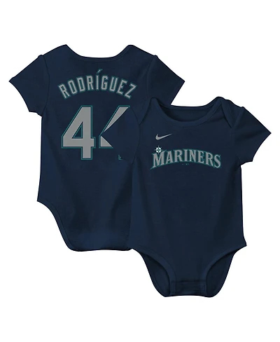 Nike Newborn Baby Boys and Girls Julio Rodriguez Navy Seattle Mariners Fuse Name Number Bodysuit