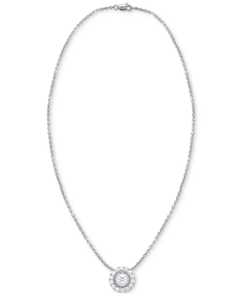 Forever Grown Diamonds 2-Pc. Set Lab Diamond Halo Pendant Necklace & Matching Stud Earrings (1 ct. t.w.) Sterling Silver or 14k Gold-Plated S