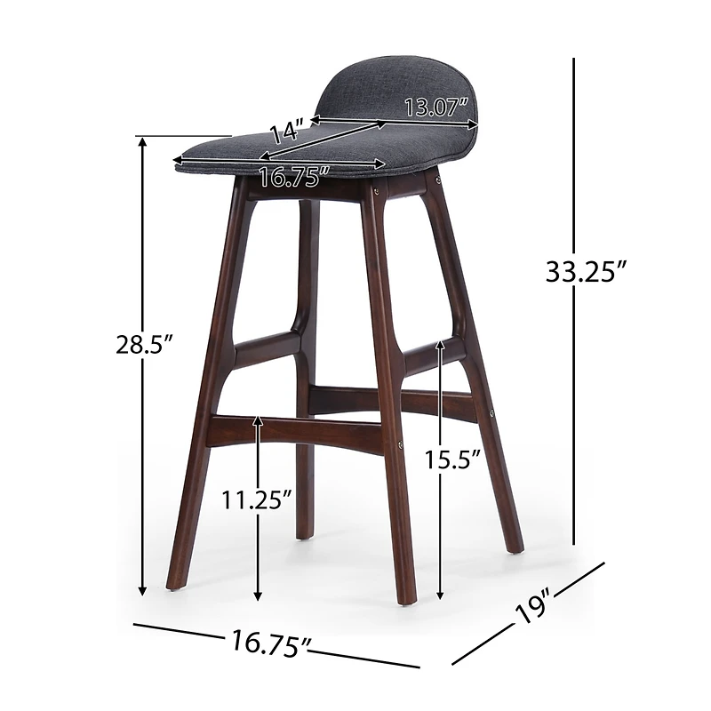 Streamdale Mid-Century Modern Upholstered Barstools (Set Of 2)
