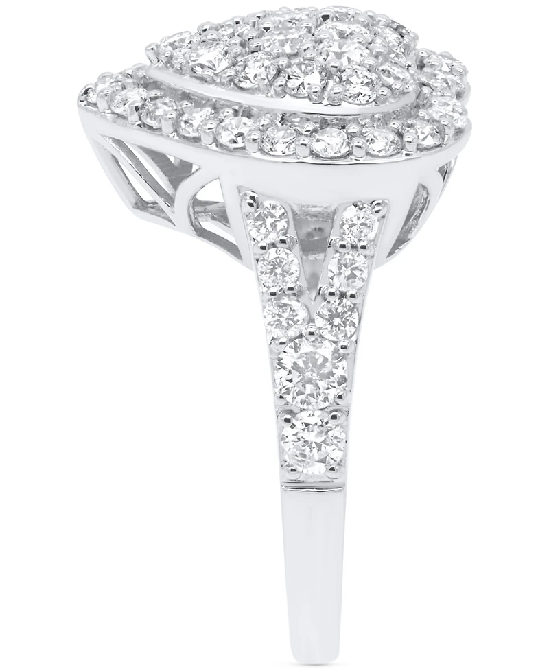 Forever Grown Diamonds Lab Diamond Heart Halo Cluster Ring (2 ct. t.w.) Sterling Silver or 14K Gold-Plated