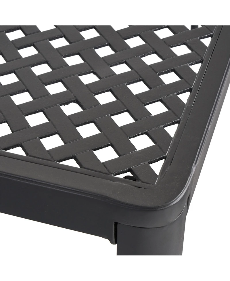 Streamdale Modern Woven Aluminum Dining Table, Antique Matte Black