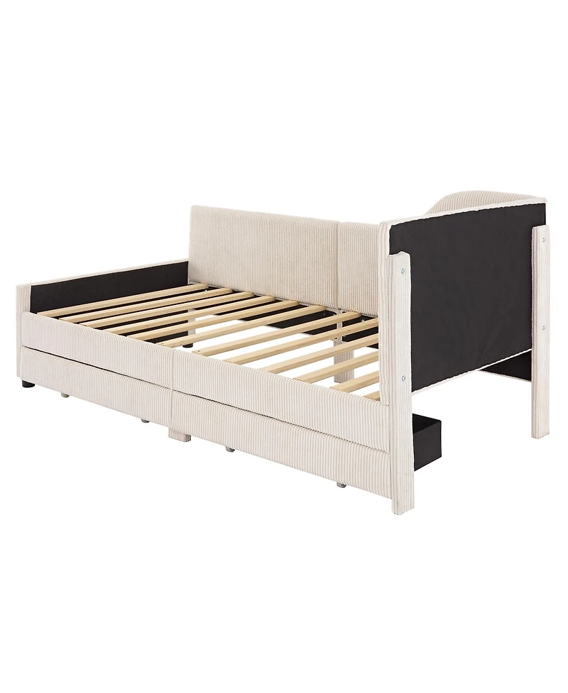 Streamdale Twin L-Shaped Corduroy Daybed with Drawers