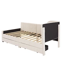 Streamdale Twin L-Shaped Corduroy Daybed with Drawers