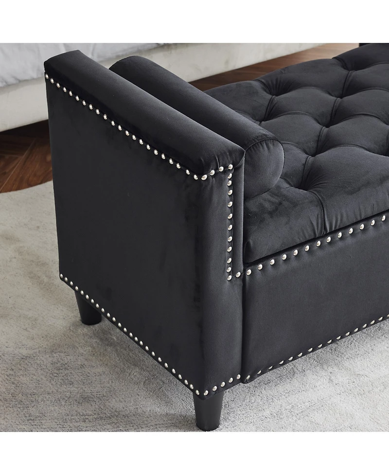 Streamdale Velvet Queen Bedside Bench with Armrests