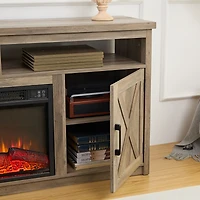 Simplie Fun Farmhouse Tv Stand with 18" Fireplace Insert for TVs up to 65