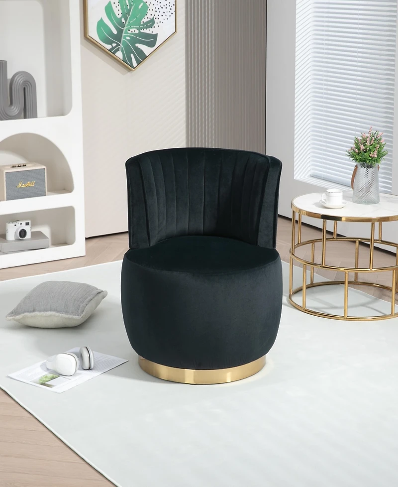 Simplie Fun 360° Swivel Velvet Barrel Accent Chair