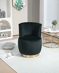Simplie Fun 360° Swivel Velvet Barrel Accent Chair