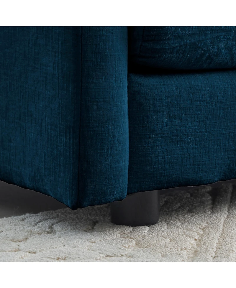 Modular Sectional Sofa with Reversible Ottoman, Blue Chenille