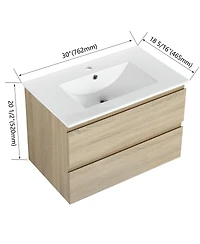 Streamdale 30" Wood Grain Vanity with Ceramic Sink and Soft-Close Drawers