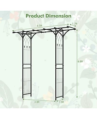 Slickblue 6.8 Feet Garden Arbor with Trellises for Climbing Plant Vine Rose