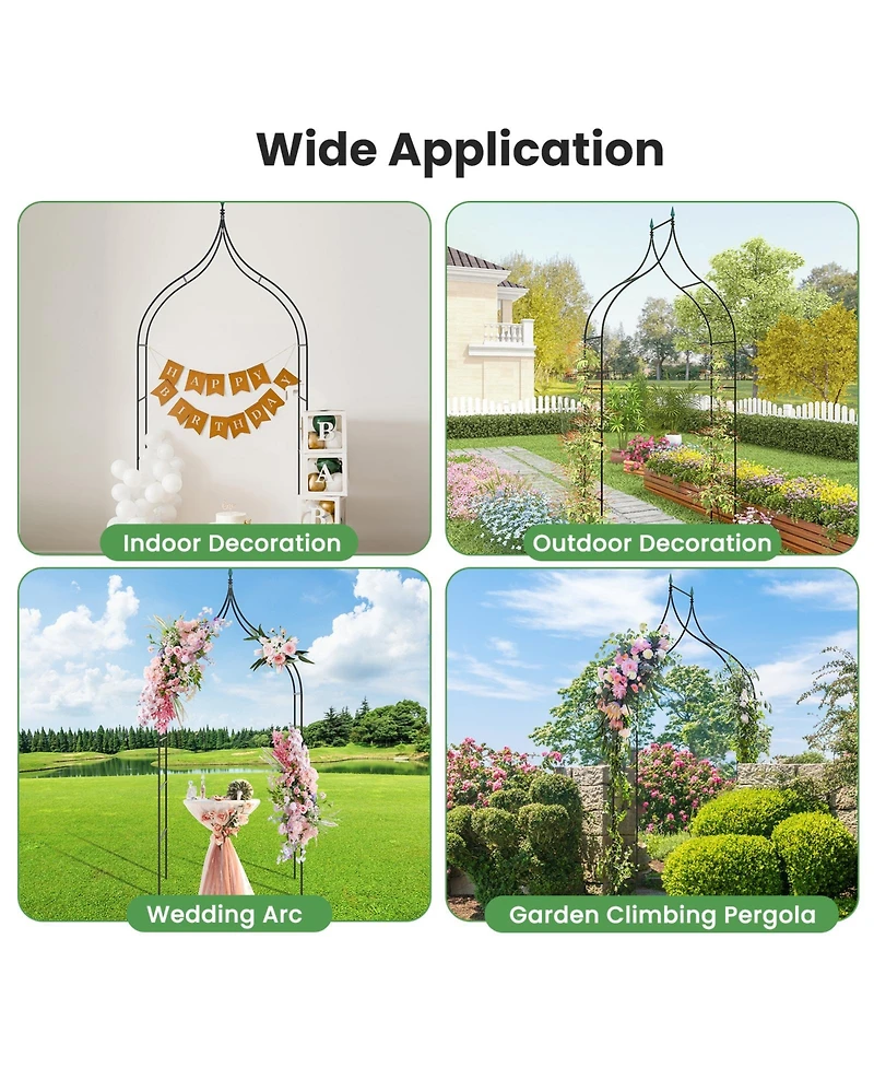 Slickblue 9.5 Feet Decorative Metal Garden Arch for Vine Rose Climbing Wedding Ceremony Party Decoration