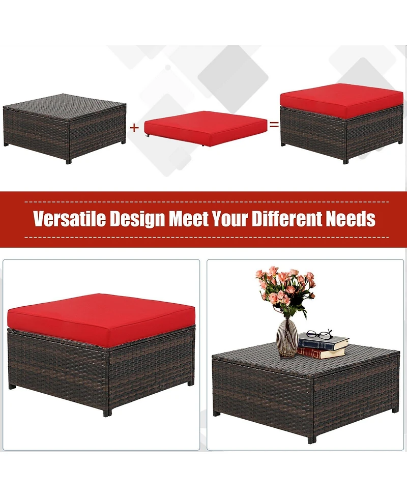 Slickblue 5 Pieces Patio Cushioned Rattan Furniture Set