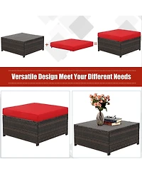 Slickblue 5 Pieces Patio Cushioned Rattan Furniture Set