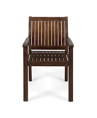Streamdale Rustic Acacia Wood Dining Chair With Slat Paneling