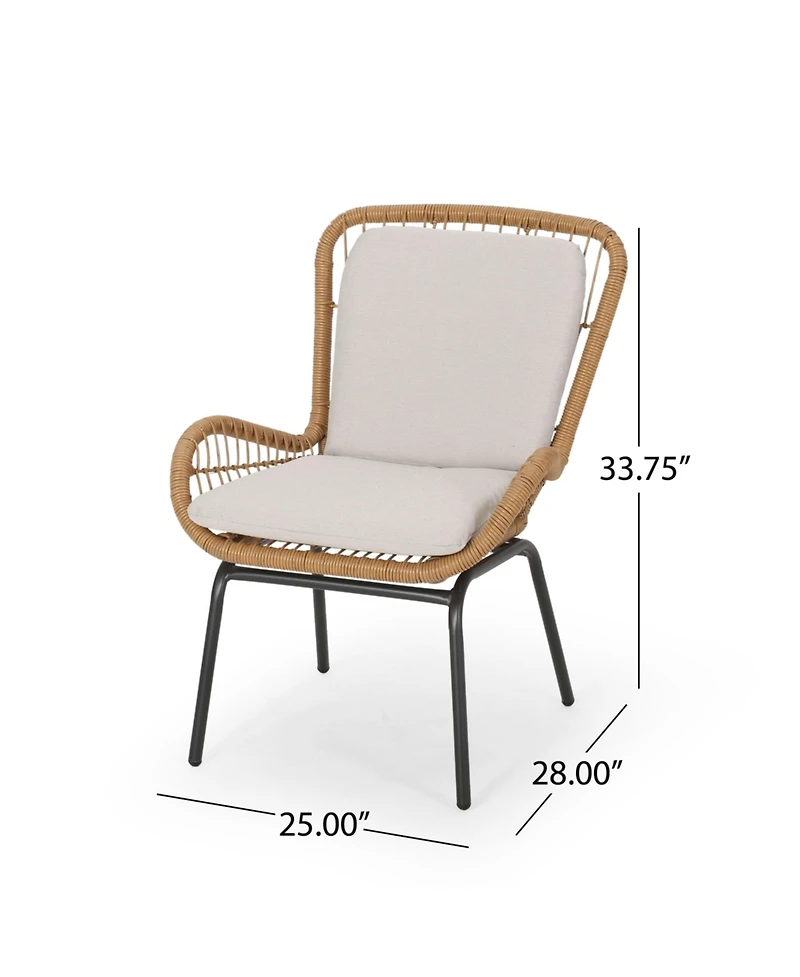 Simplie Fun Pabrico Modern Wicker Club Chair With Water-Resistant Cushions