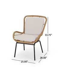 Simplie Fun Pabrico Modern Wicker Club Chair With Water-Resistant Cushions