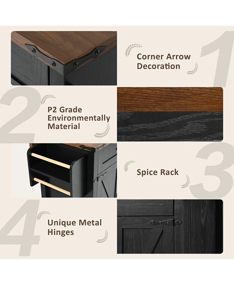 Streamdale Farmhouse Kitchen Island with Drop Leaf and Storage