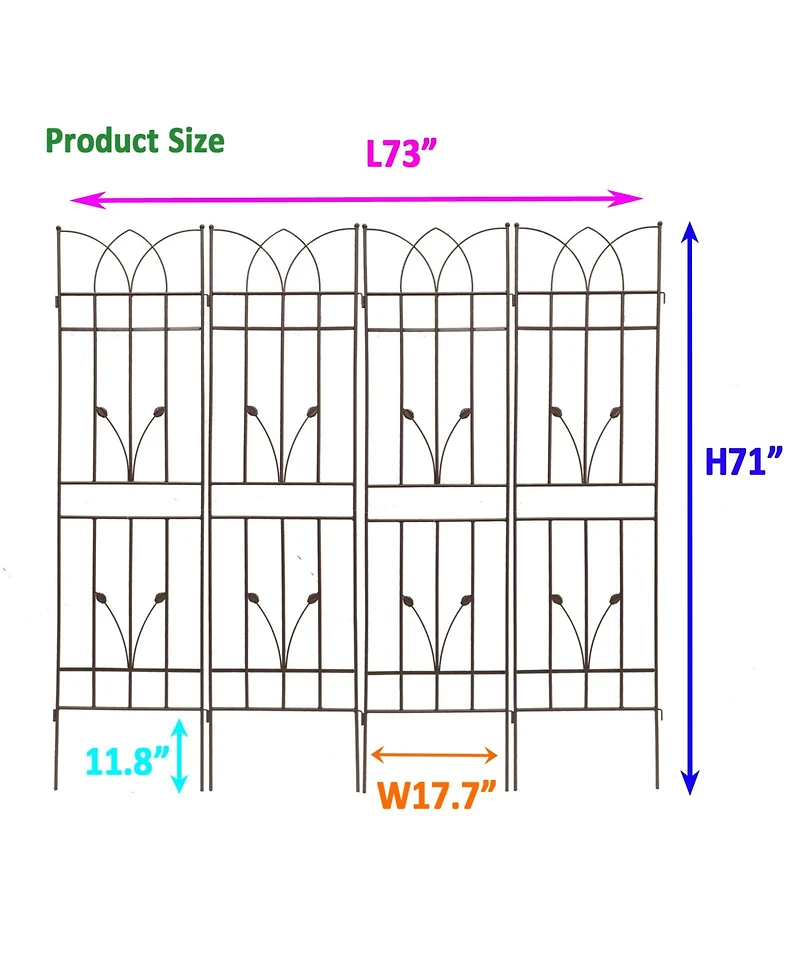 Streamdale Furniture 4 Pack 71" Rustproof Trellises for Climbing Plants