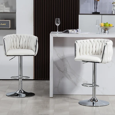 Streamdale 360 Swivel Bar Stools with Woven Cushions (Set of 2)