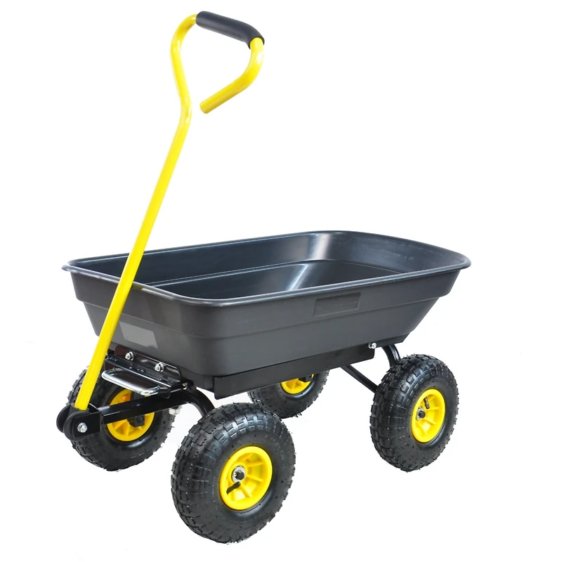 Folding Poly Garden Dump Truck, 10" Pneumatic Tires, 300 lb Capacity