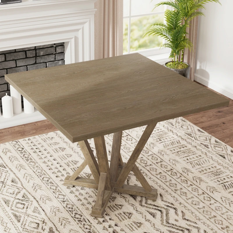 Streamdale Square Farmhouse Counter Table, 45" Rustic Grayish Brown