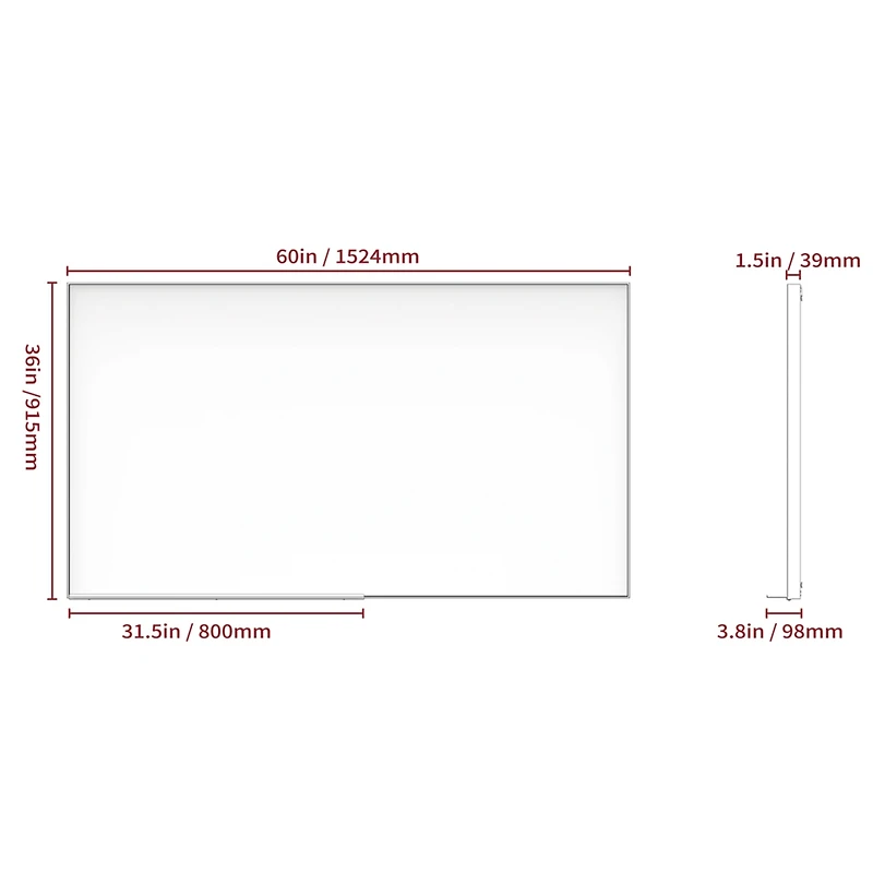 Simplie Fun 60x36" Oversized Rectangle Mirror with Removable Tray & Aluminum Frame