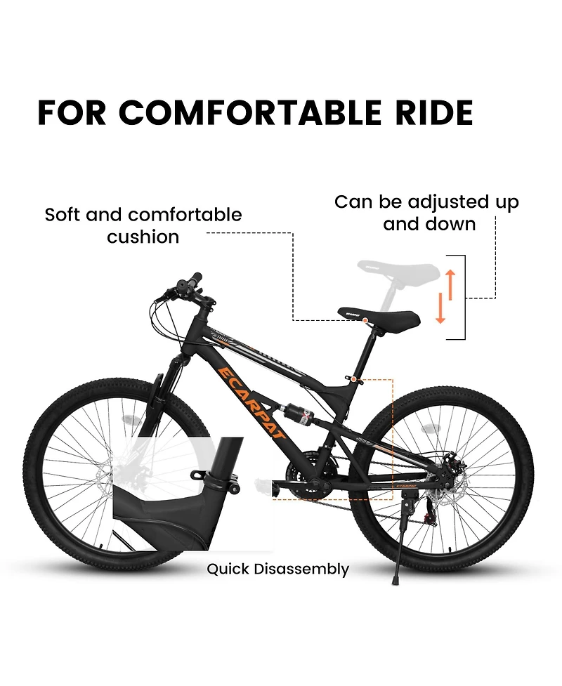 Streamdale Furniture 26" Aluminum Mountain Bike with 21-Speeds, Shock Absorption, and Disc Brakes