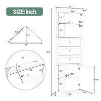 Streamdale Green Triangle Corner Cabinet with Adjustable Shelves & Drawers