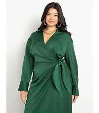 Eloquii Plus Satin Maxi Wrap Dress