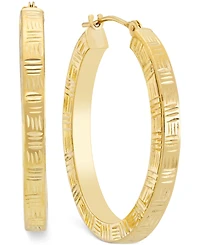 Etched Hoop Earrings in 10k Gold