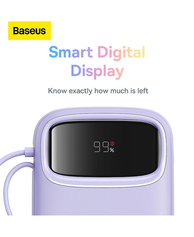 Baseus Portable Charger Power Bank,22.5W 10000mAh Fast Charging Portable Phone Charger, Purple