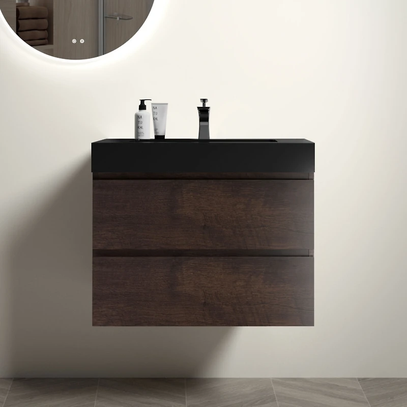30" Rosewood Vanity w/ Sink & Storage
