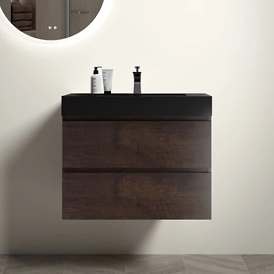 30" Rosewood Vanity w/ Sink & Storage