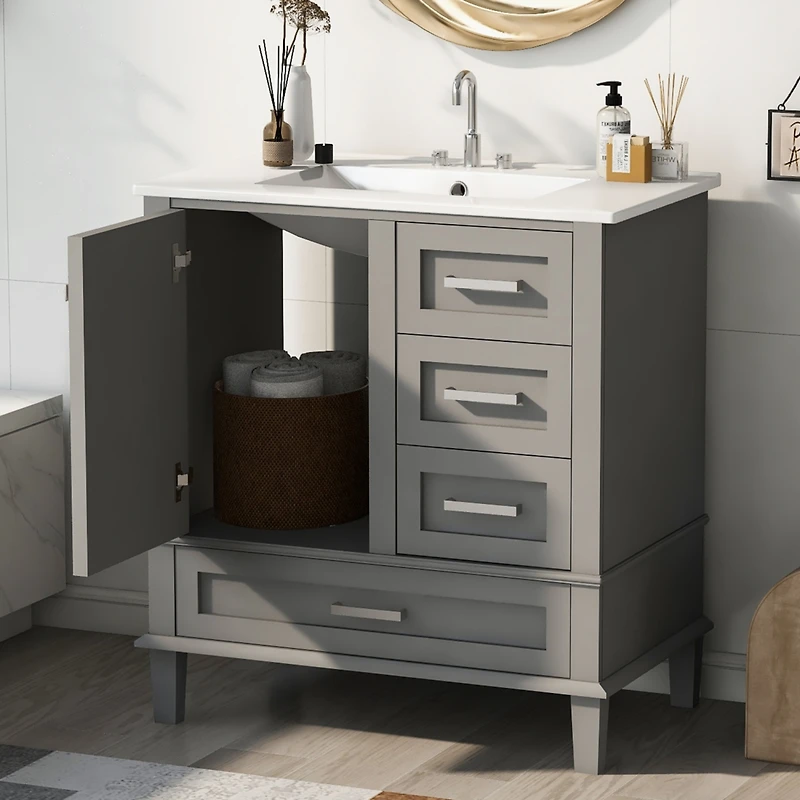 Streamdale 30" Modern Blue Bathroom Vanity with Sink and Storage