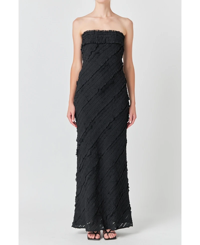 endless rose Women's Strapless Ruffled Maxi Dress