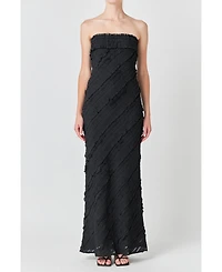 endless rose Women's Strapless Ruffled Maxi Dress