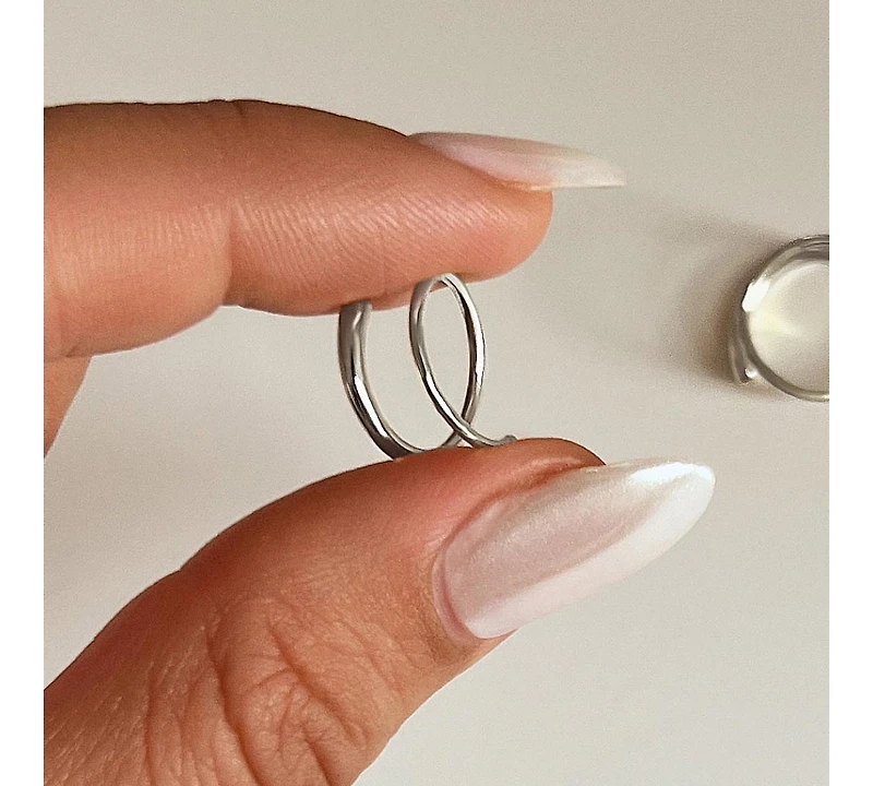 Ana Luisa Double Hoop Earrings - Harley Silver