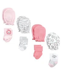 Hudson Baby Baby Girls Hudson Socks and Mittens Set, Safari Girl, 0-6 Months