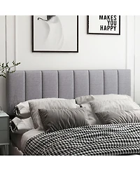 Slickblue Linen Upholstered Headboard with Solid Wood Legs and Adjustable Width