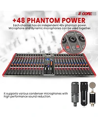5 Core Audio Mixer 24 Channel Dj Controller Professional Sound Board Bluetooth Usb Mx 24CH