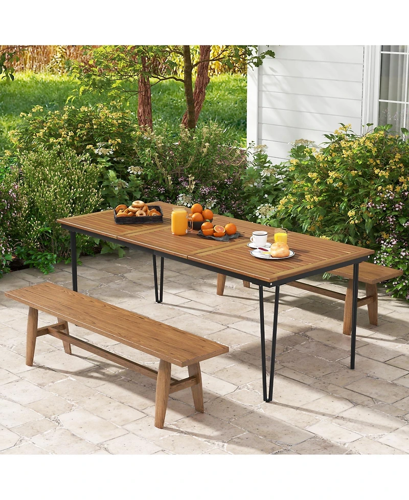 Slickblue 79 Inch 8-Person Outdoor Dining Table with 1.9 Inch Umbrella Hole