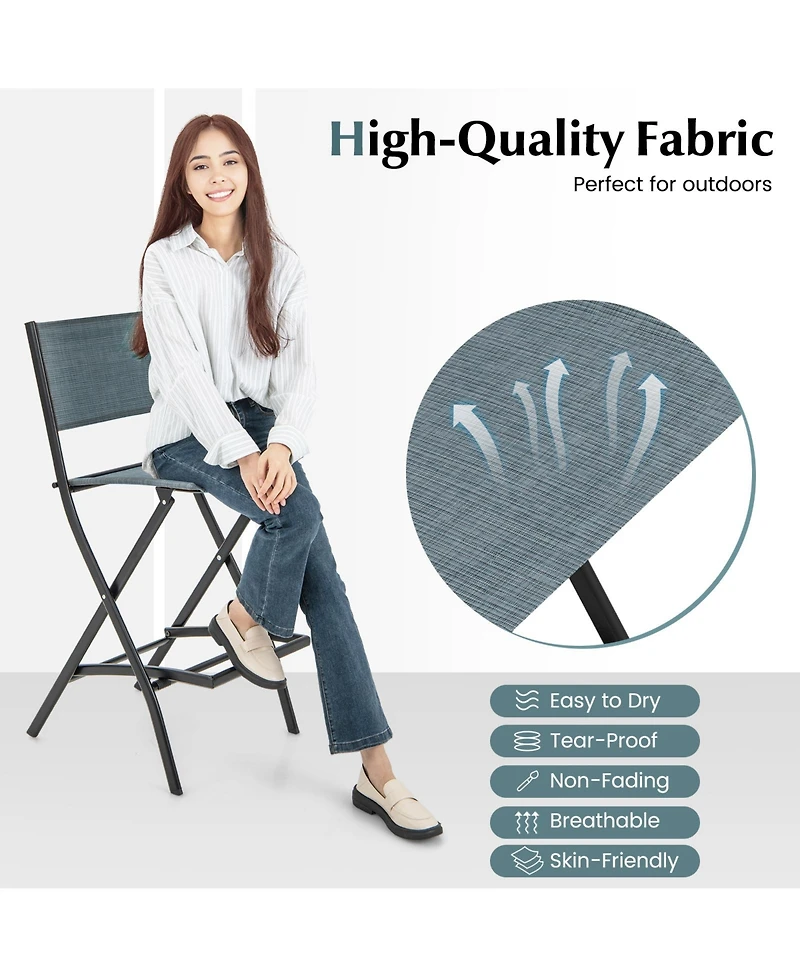 Slickblue Folding Bar Stools Set of 2 Backrest Humanized Footrest
