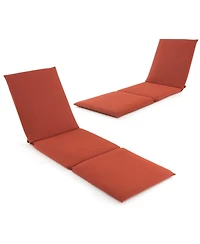 Slickblue Outdoor Chaise Lounge Cushion Patio Furniture Folding Pad with Fixing Straps